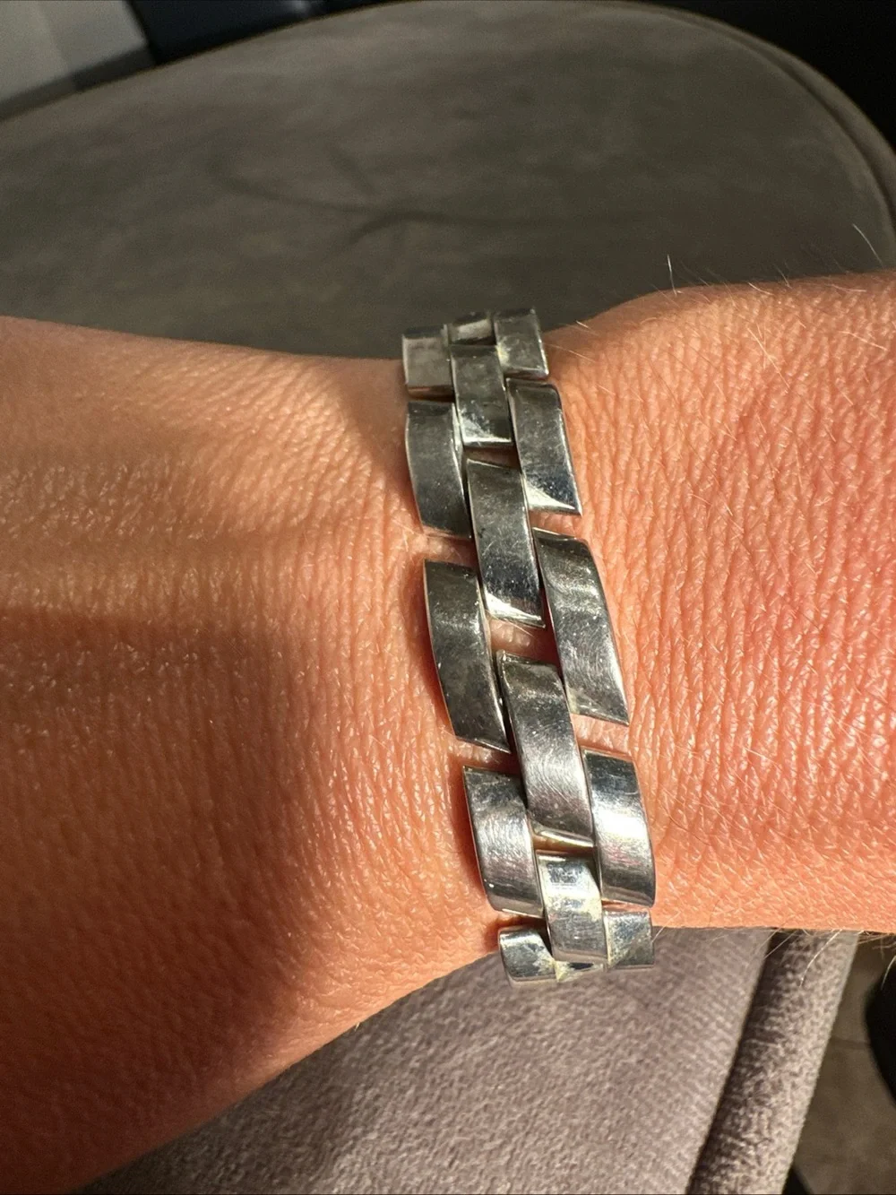 Vintage .925 Sterling Silver Panther Link Bracelet Heavy 55g 7.5
